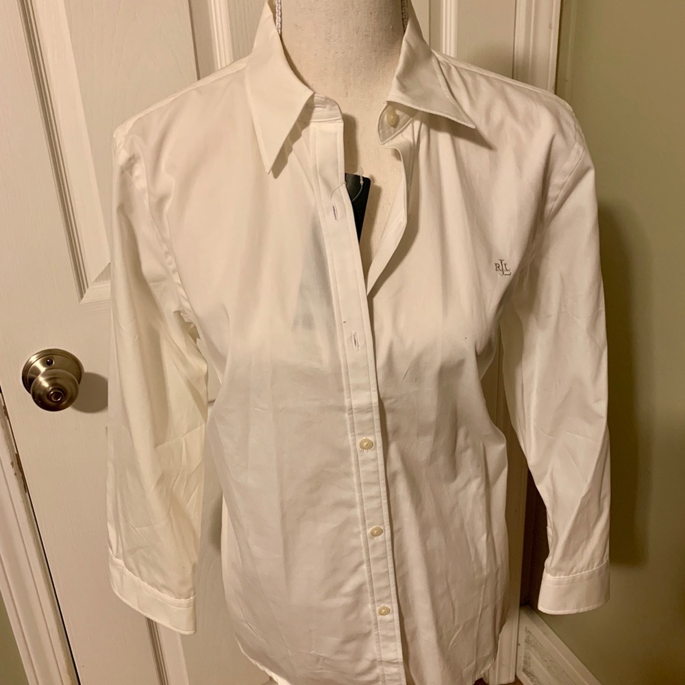 Ralph Lauren 3/4 Sleeve White Blouse